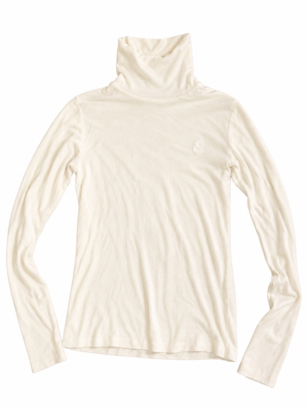 Ralph Lauren Cream Turtleneck Long Sleeve Top - Slim Fit